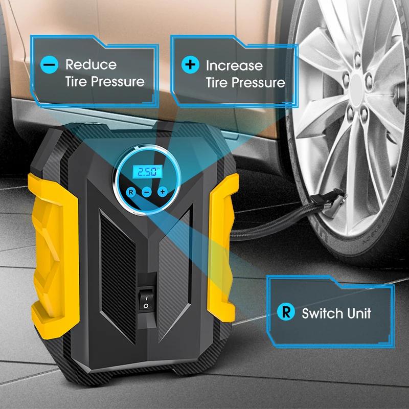 CARSUN Portable Automobile compresseur d'air numérique pompe de gonflage des pneus lampe à LED pompe