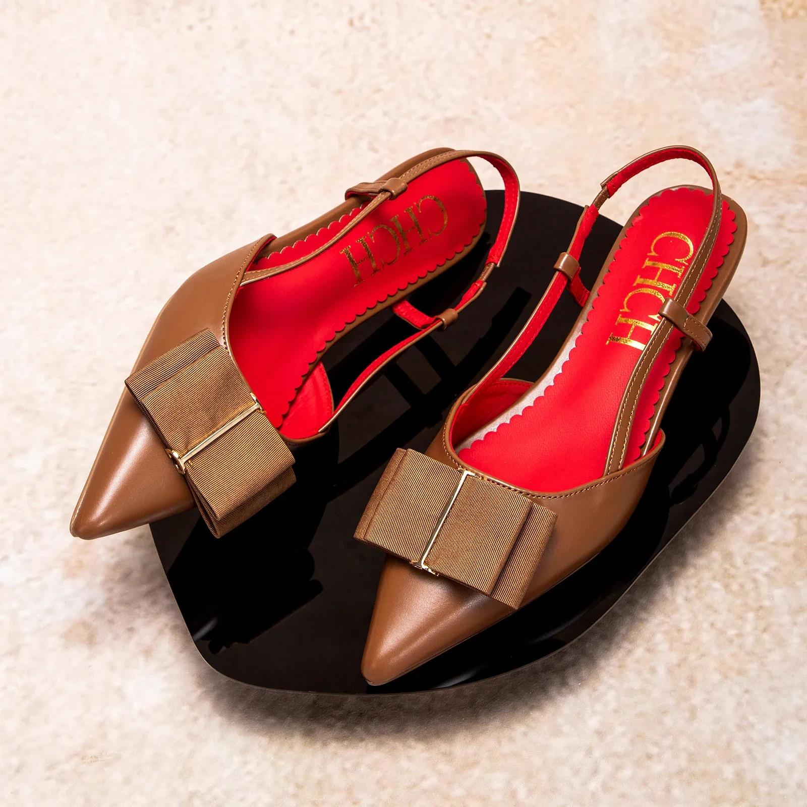 C-H femme talons hauts marron nouveau Design de sangle d'été pointu décontracté élégant lieu de trav