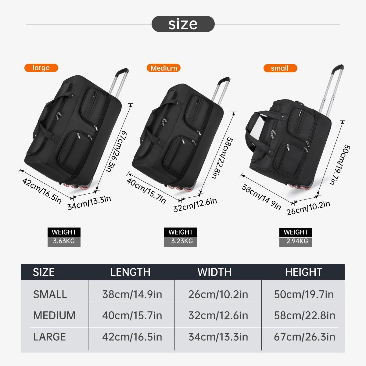 Sac vérifié de la compagnie aérienne Sac de bagage mobile pliable à l'étranger avec chariot Bagage d