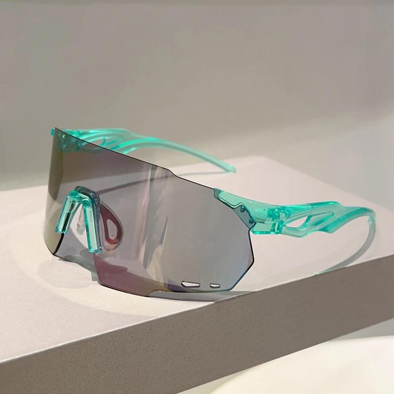 KAMMPT – lunettes surdimensionnées sans bords pour hommes, miroir rond enveloppé, lunettes de soleil