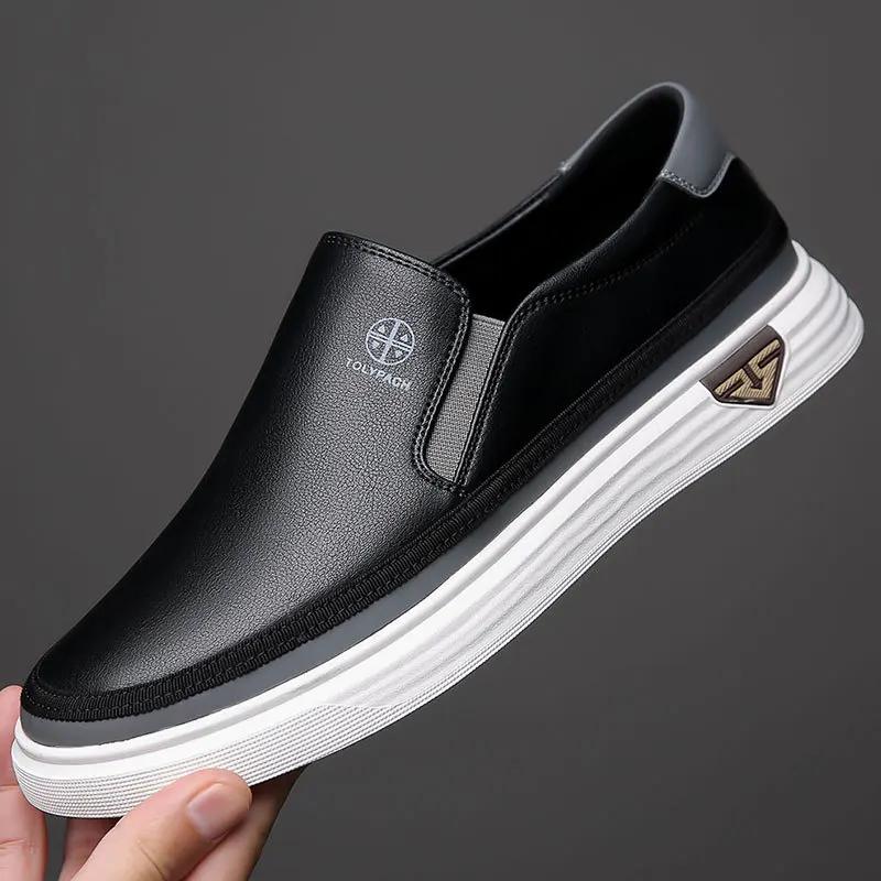 Nouvelles baskets décontractées en cuir véritable pour hommes 2025, mode printemps-été, chaussures b