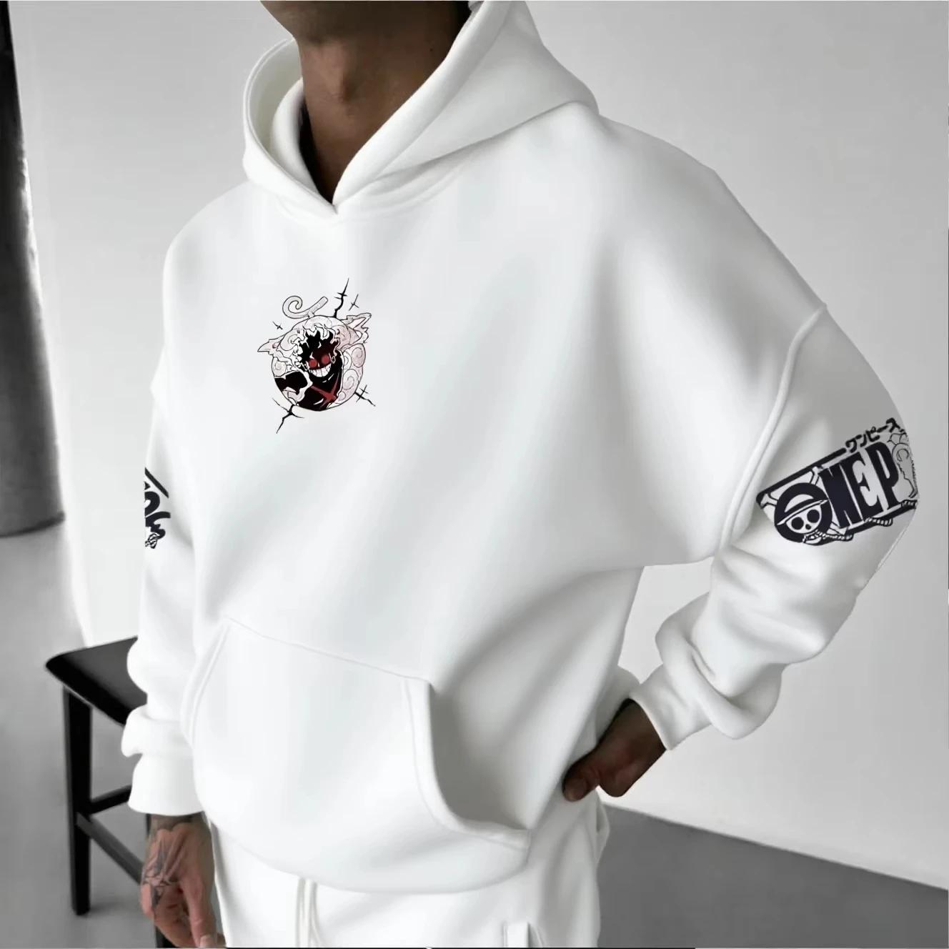 Sweat-shirt à capuche Anime pour hommes et femmes, One Piece Luffy Gear 5 Nika, streetwear décontrac