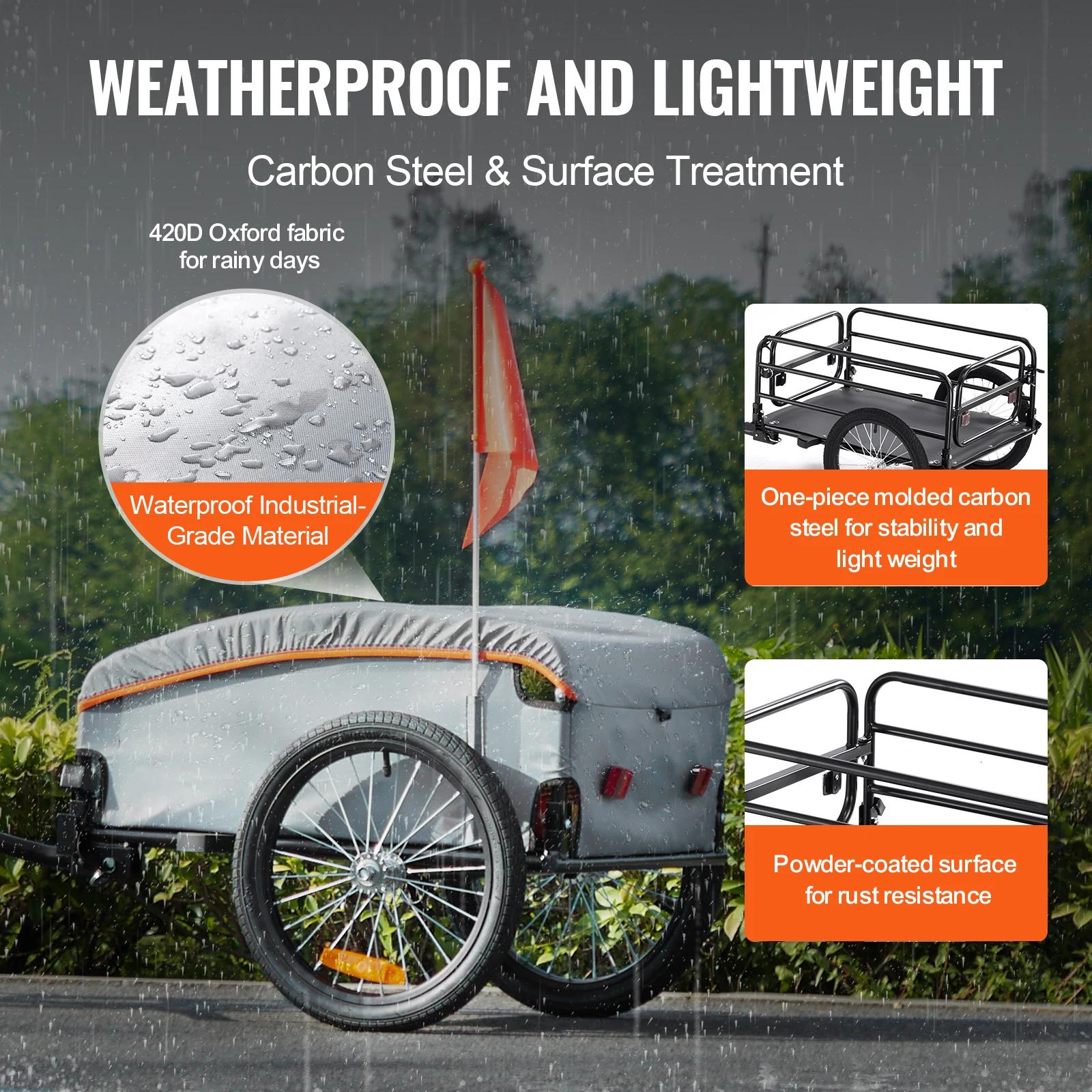 SucceBuy 100 lb remorque de chargement de vélo chariot de vélo pliable avec couvercle étanche et réf