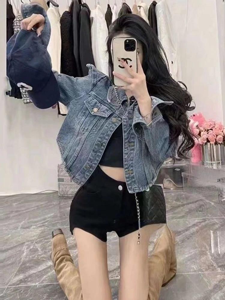 Vestes courtes en Denim pour femmes, Vintage américain, Design Chic, Hip Hop, Streetwear, vêtements 