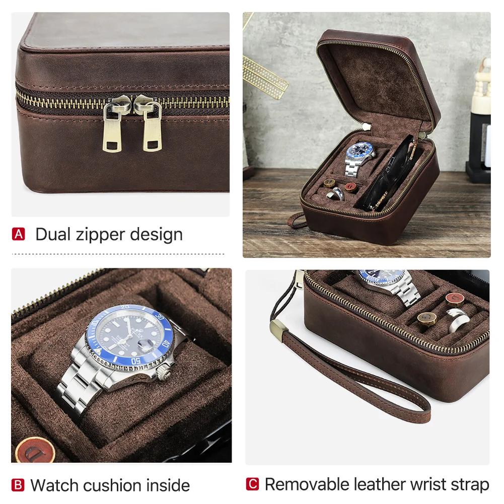 Boîte de Rangement Rétro en Cuir group pour Homme, Bijoux, Bagues, Vitrine, Lunettes de Soleil, Voya