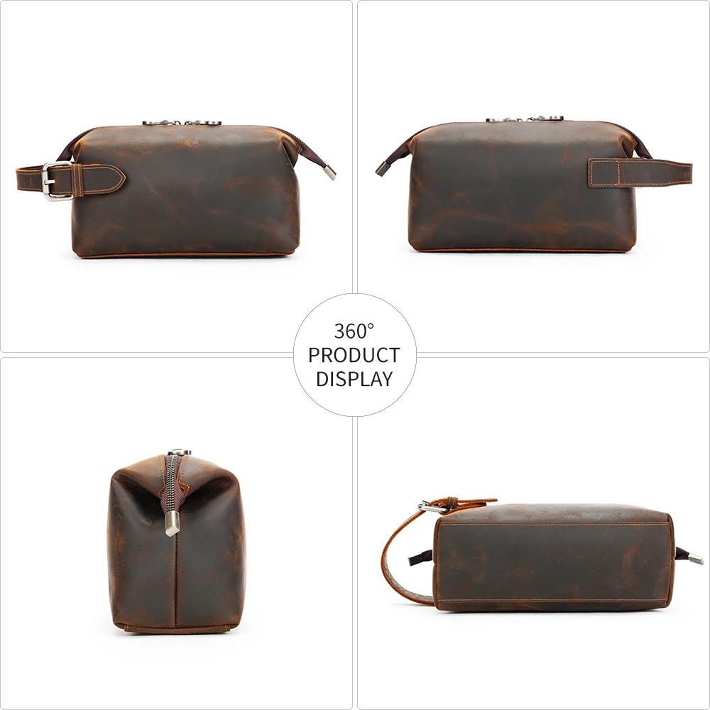 WESTAL Crazy Horse – sacs en cuir pour hommes, avec poignées, poignet de grande capacité, pochette p