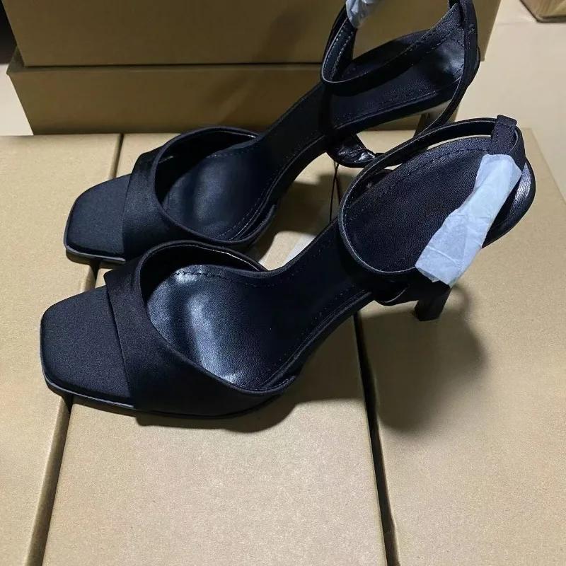 Noir Sexy talons hauts femmes été élégant robe de soirée sandales concepteur Peep orteil grande tail