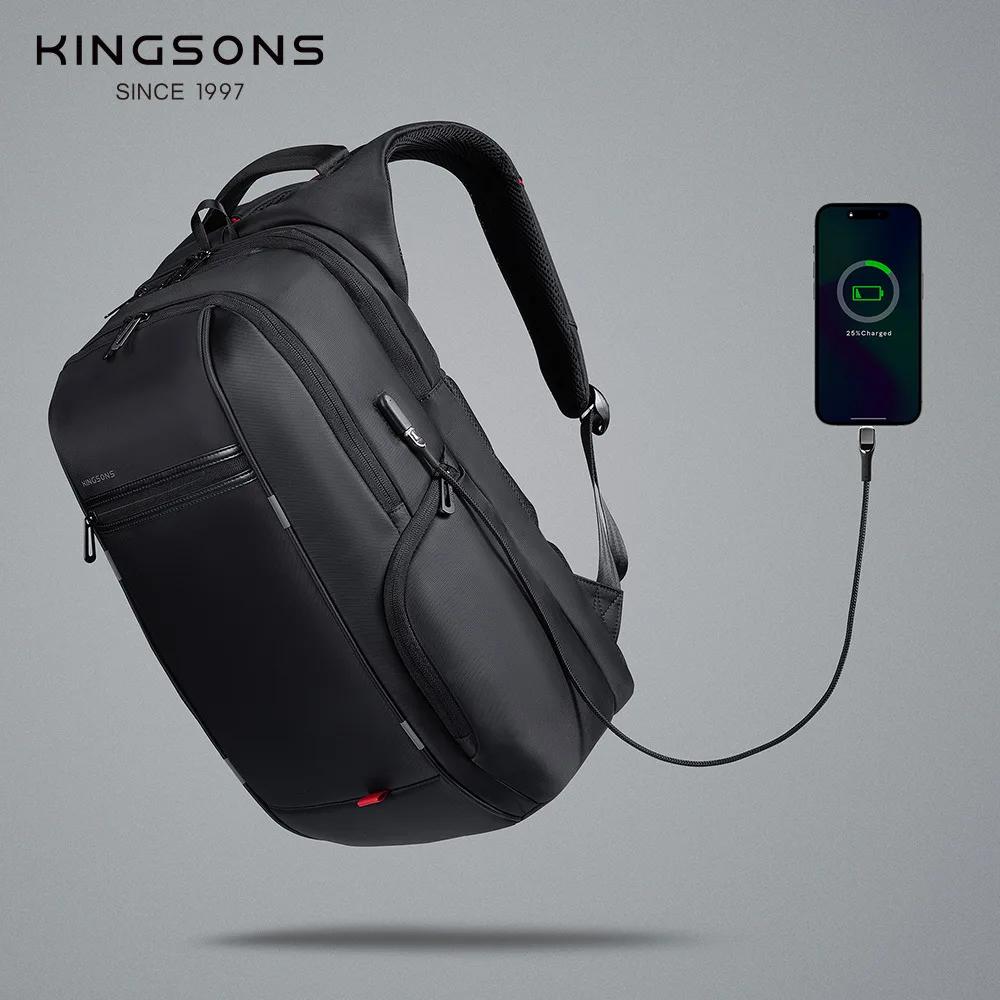 Kingsons hommes sacs à dos 15 ''17'' sac à dos pour ordinateur portable USB chargeur sac antivol sac