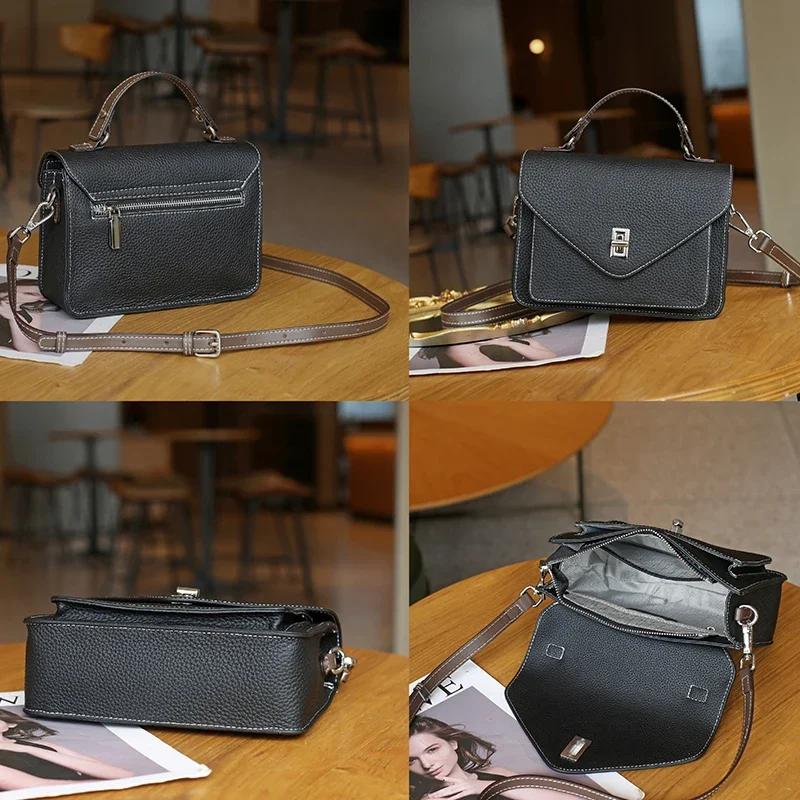 Femmes vache naturelle en cuir véritable sac à bandoulière femme grande capacité sac à bandoulière d