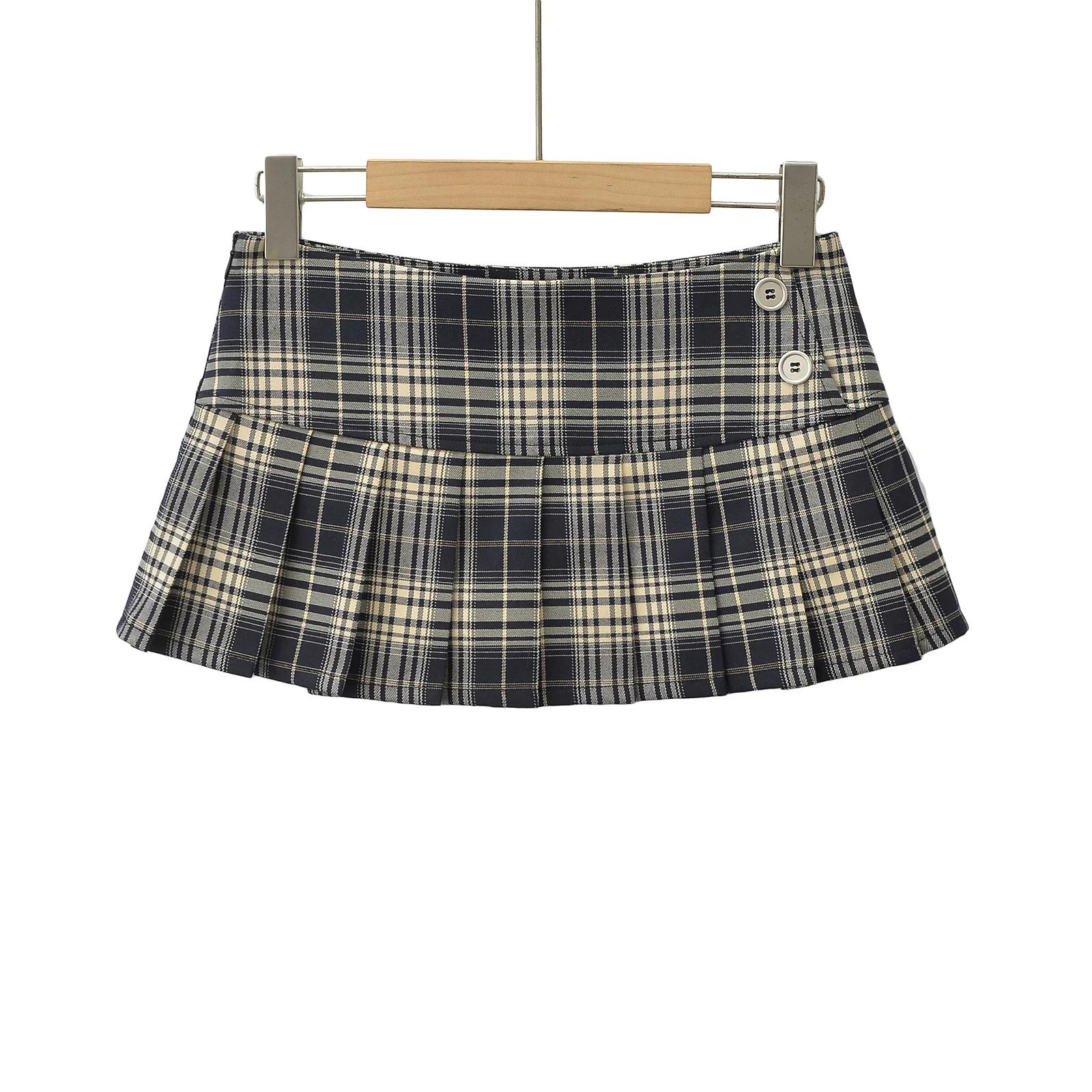 Mini jupes d'été pour femmes, vintage, mode coréenne, jupes à carreaux pour femmes y2k, jupes plissé