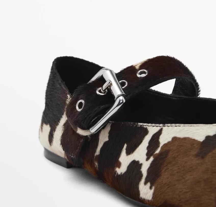 2025 nouvelle tendance femmes ballerines printemps été crin chaussures élégantes dames boucle vache 