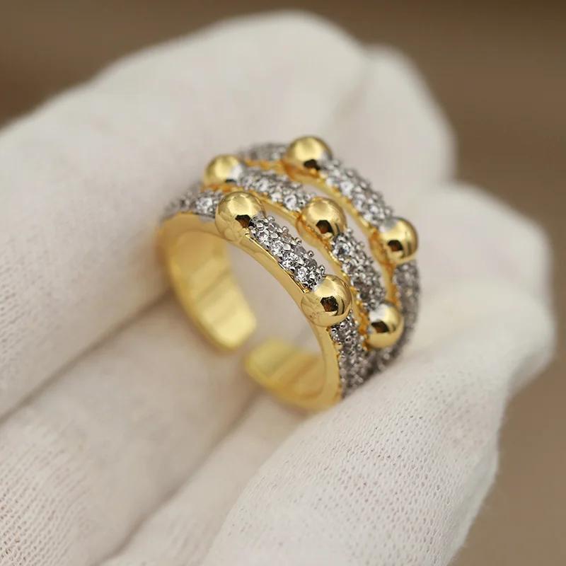 Nouveaux accessoires de vue zircone perles métalliques anneaux ouverts pour les femmes de luxe crist