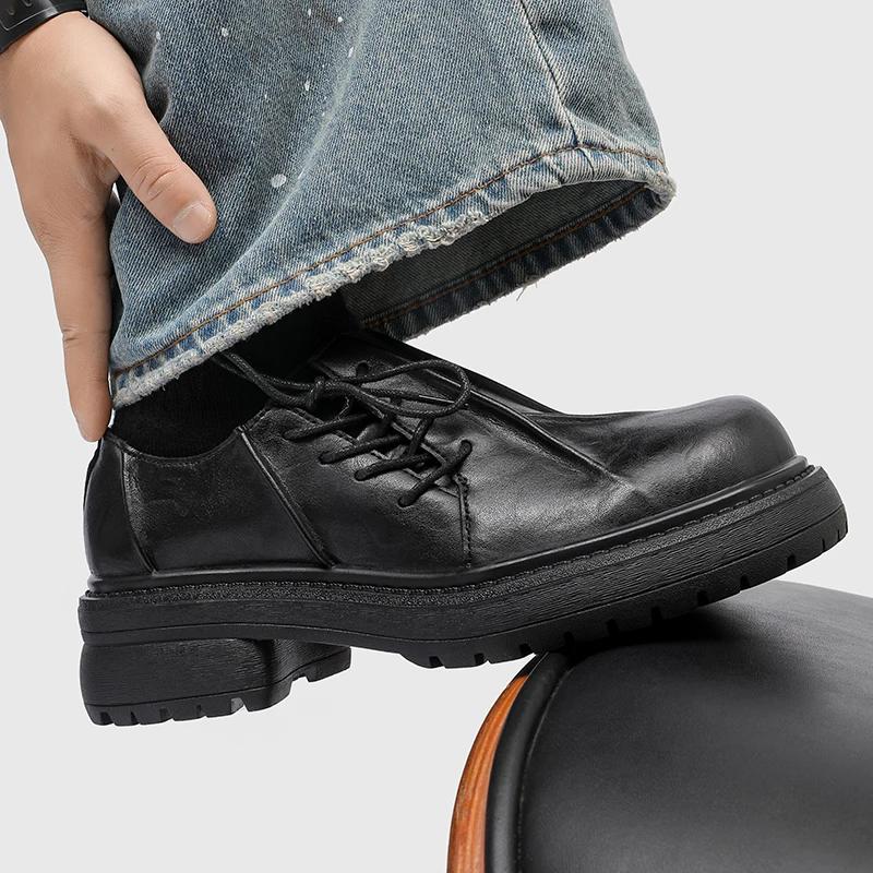 Derby chaussures en cuir à semelles épaisses pour hommes Styles de créateurs de mode Fête et Travail