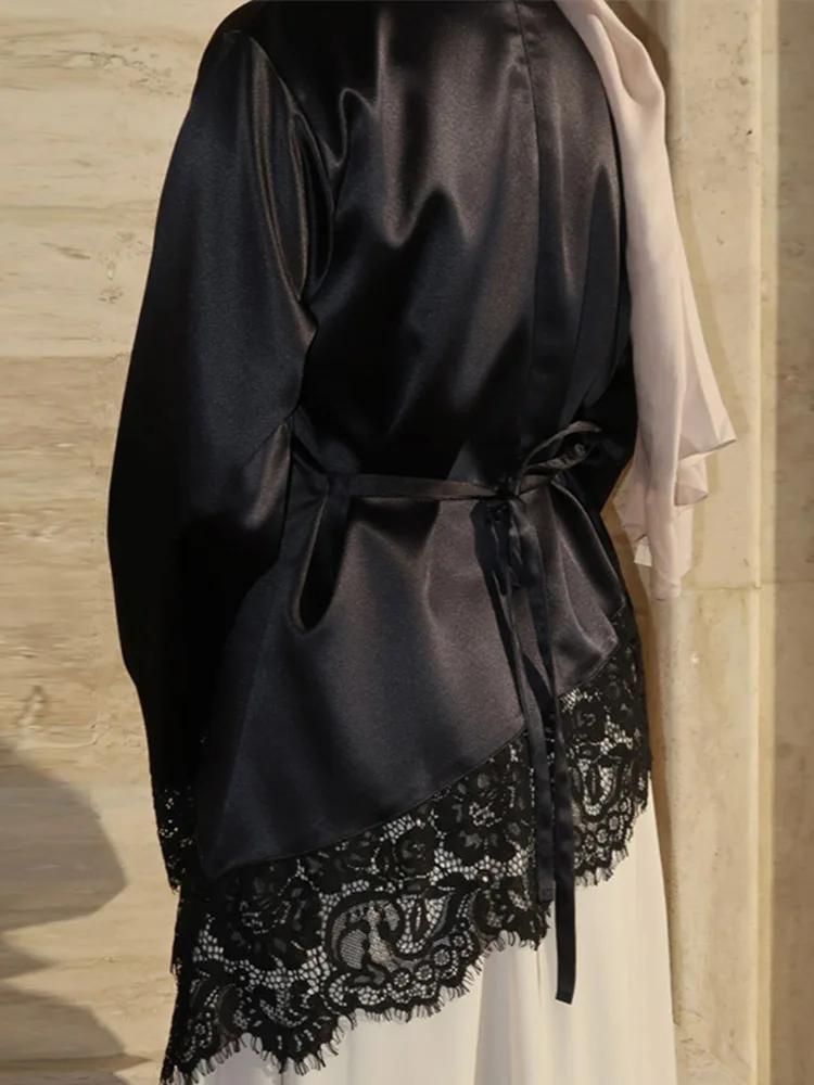 Blouses amples en patchwork à lacets pour femmes, pull-overs ajustés à ceinture et col rond, collect