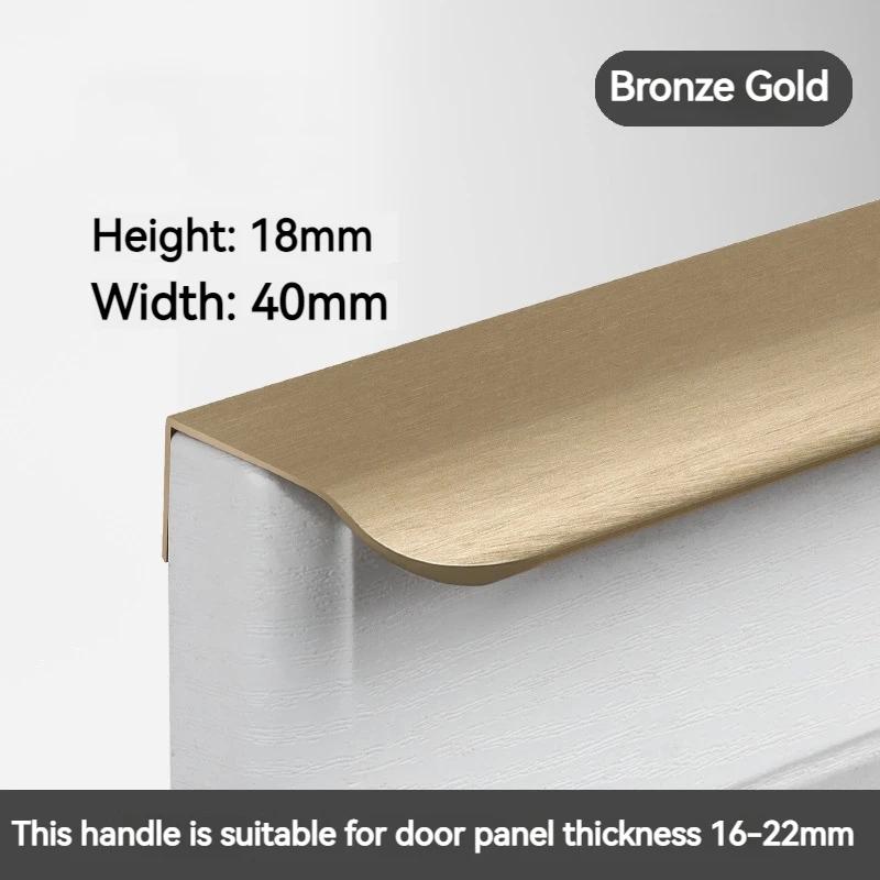Poignée de porte de garde-robe, alliage d'aluminium, Arc circulaire Non perforé, longue poignée Invi
