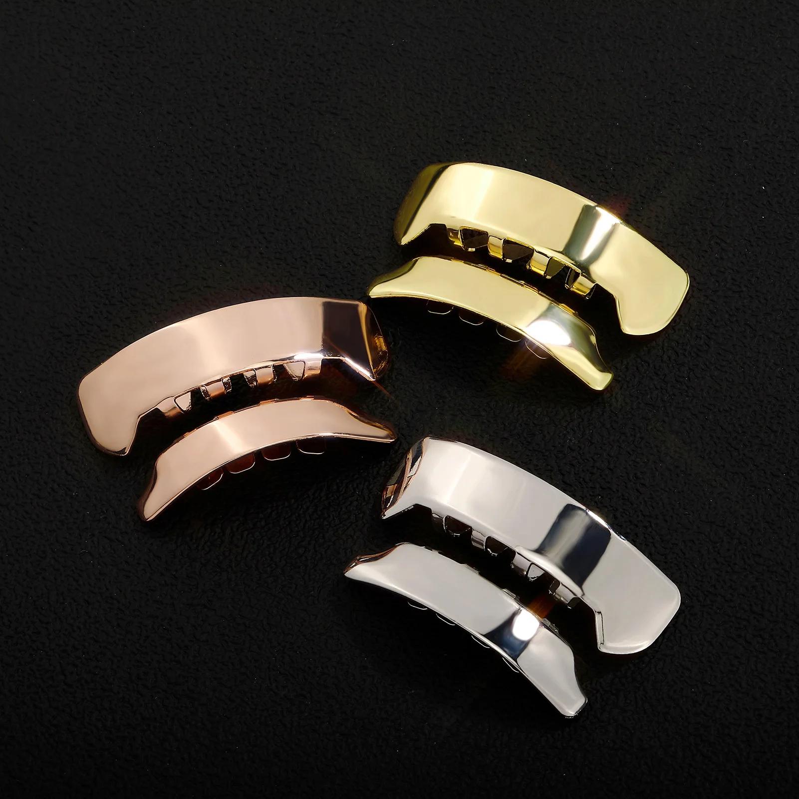 JINAO Hip Hop Grillz 8 dents, surface lisse, pour hommes et femmes, haut et bas, brillant, style yeh
