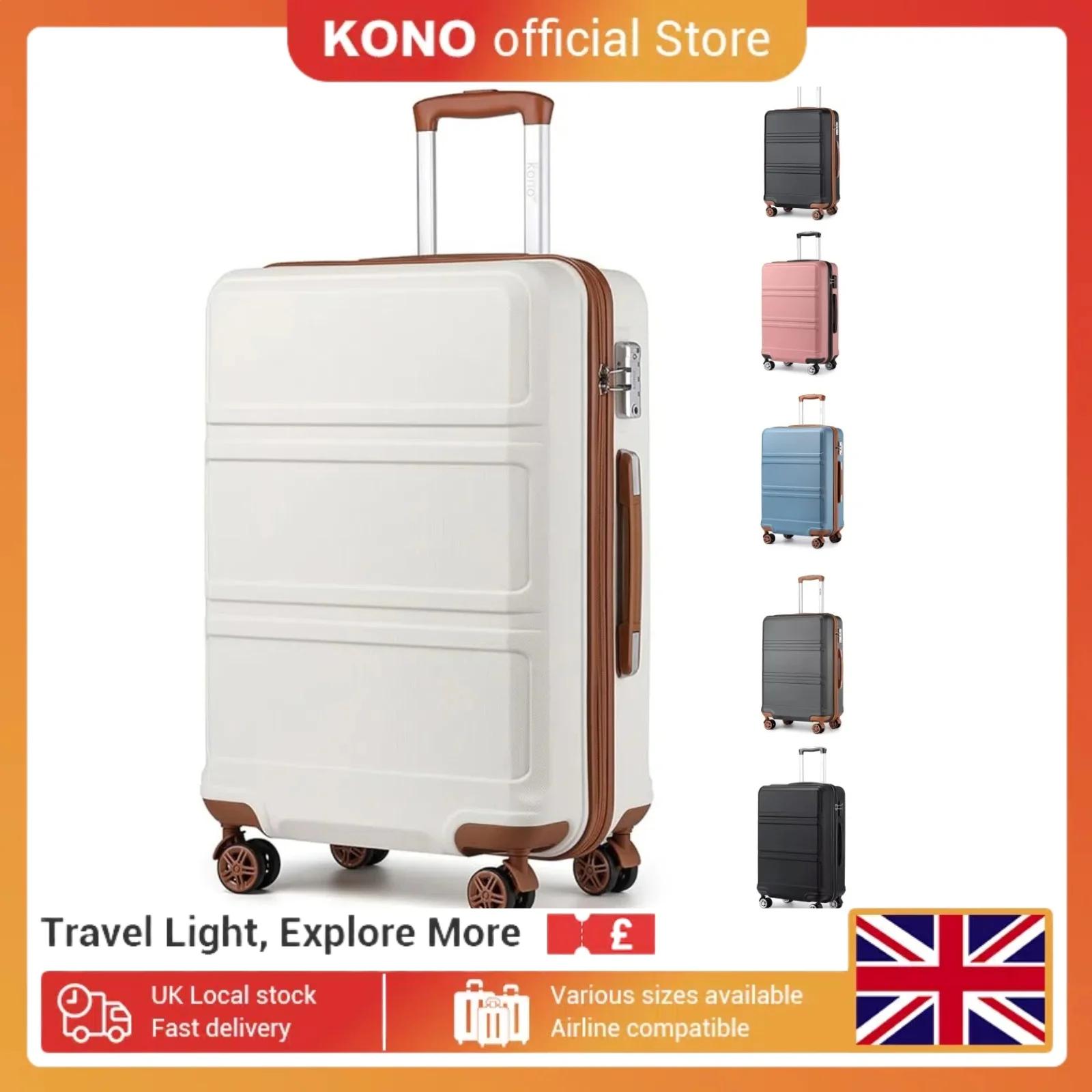 Kono Valise d'habitacle légère – Coque rigide ABS 20/24/28 pouces, convient à EasyJet sous le siège,