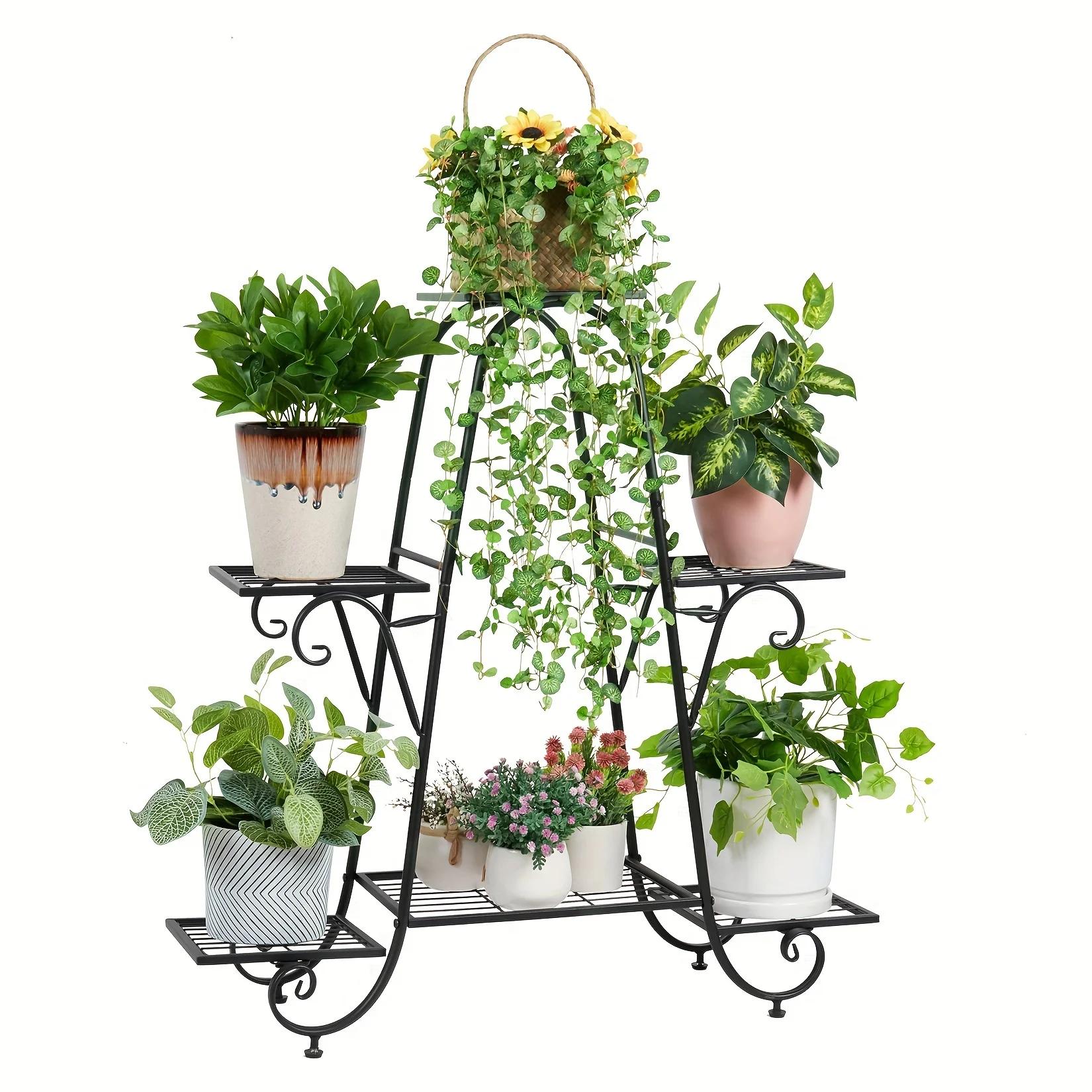 Support pour plantes en métal à 6 niveaux, support pour pots de fleurs, support pour pots de fleurs 