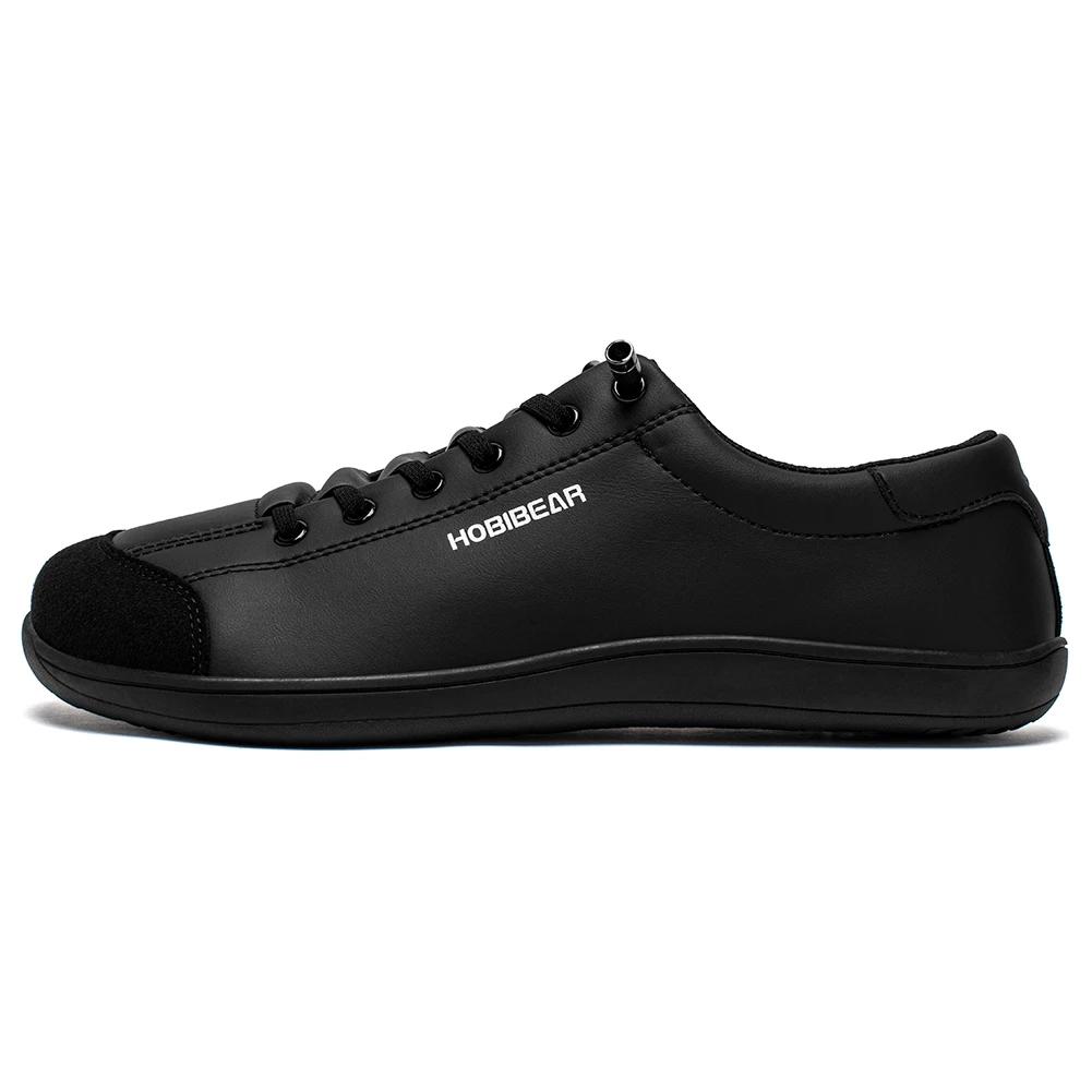 HOBIBEAR chaussures pieds nus unisexe bout large baskets en cuir artificiel zéro goutte sans lacet e