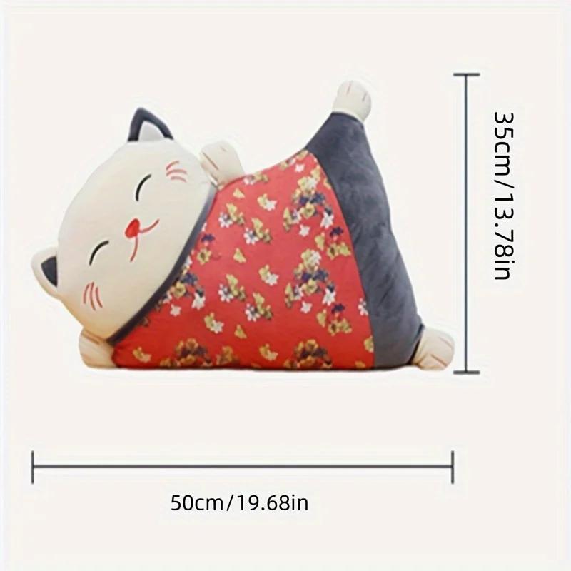 Oreiller de chat porte-bonheur de style japonais, coussin de dos de canapé à double usage, ceinture 