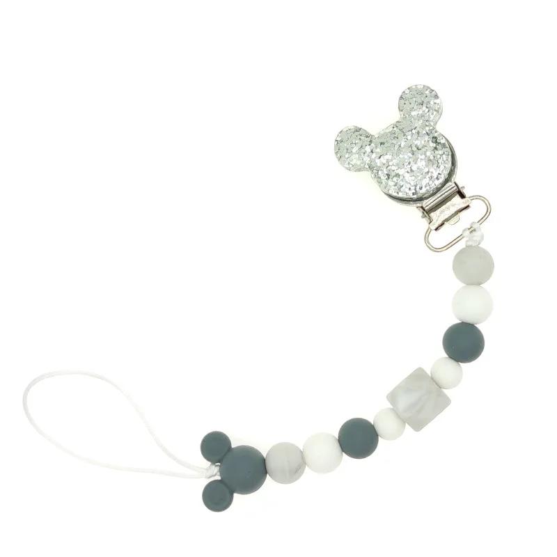Clips de sucette pour bébé, chaîne en perles de Silicone, jouets de dentition, porte-factice, chaîne