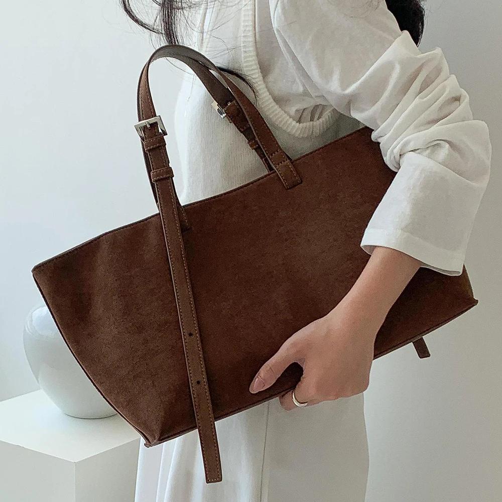 Sac fourre-tout rétro en Faux daim pour femmes, sacs à bandoulière de grande capacité pour femmes, s