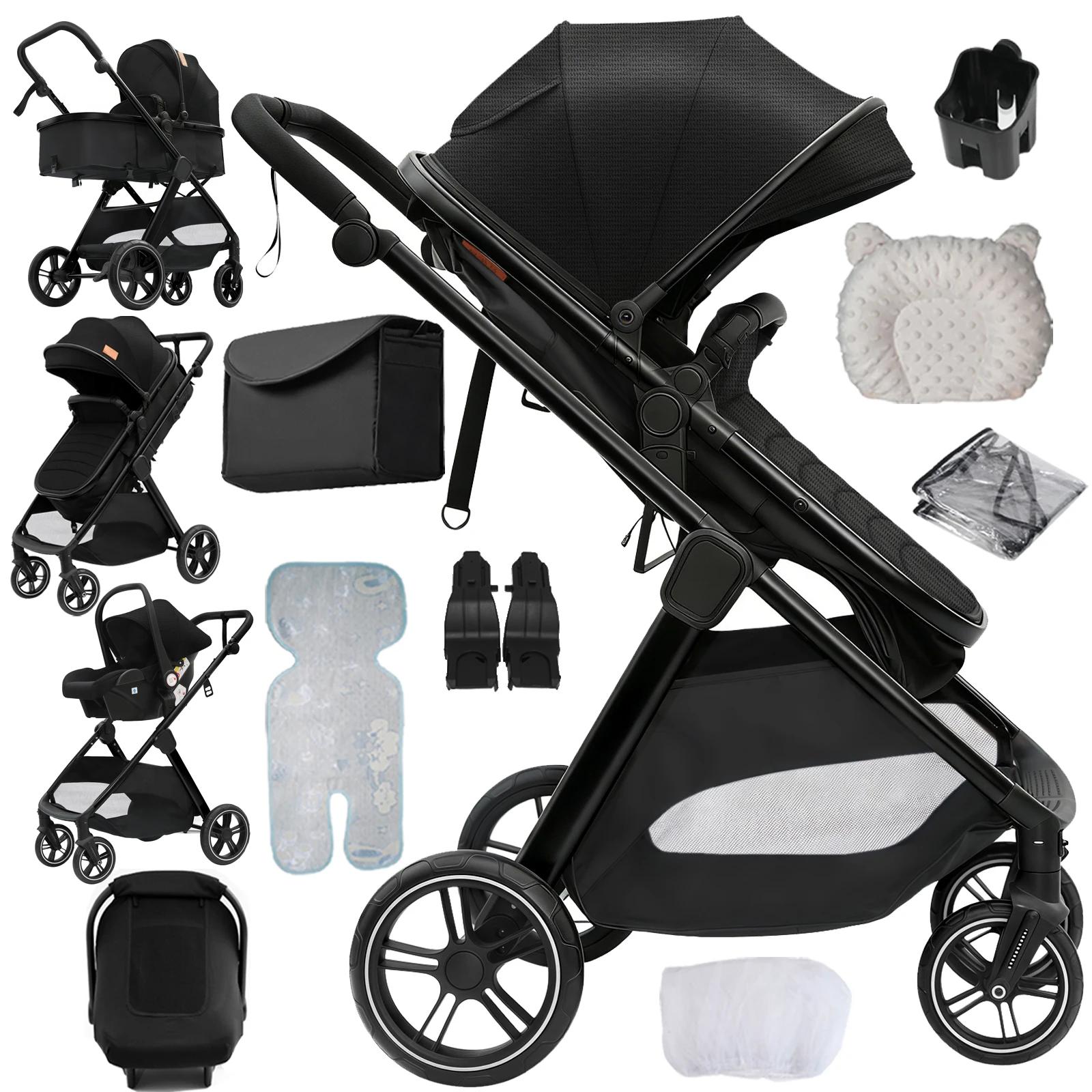 Poussette 3 en 1 légère et pliable pour bébé, système de voyage, landau, siège réversible haute posi