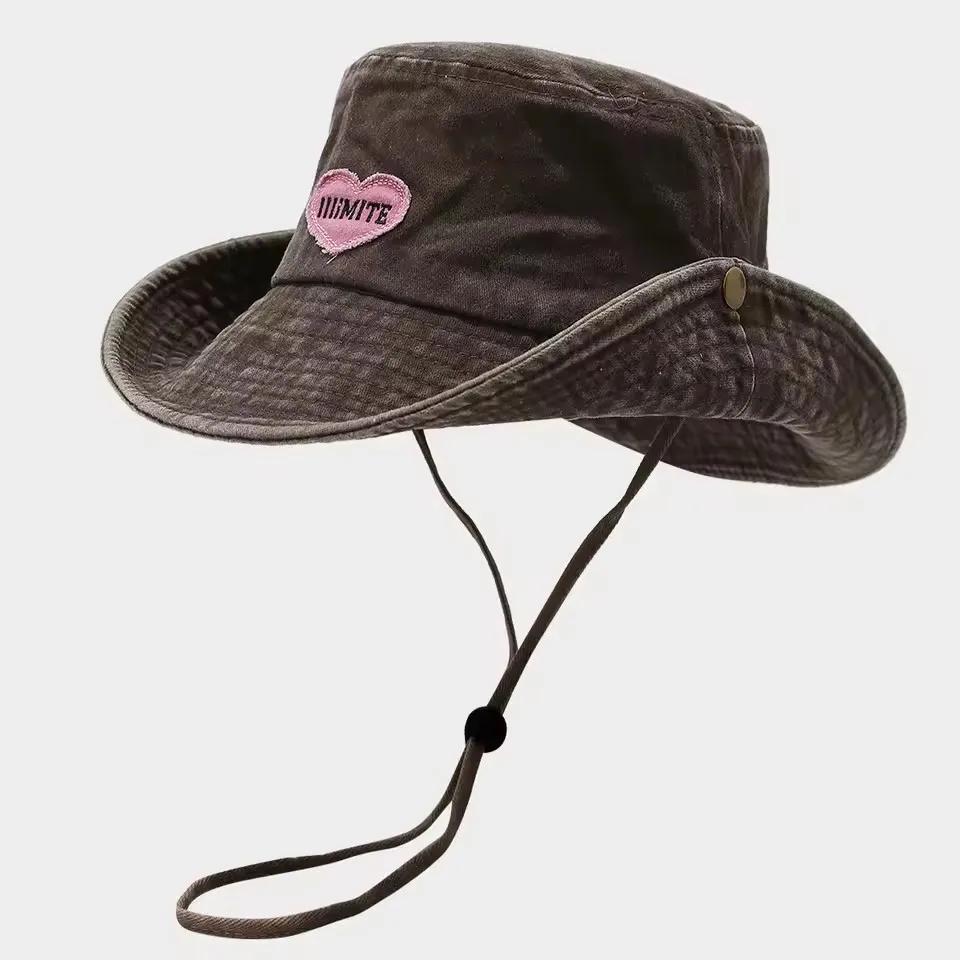 Chapeaux de Cowboy délavés rétro japonais pour femmes, Protection solaire de Camping en plein air, c