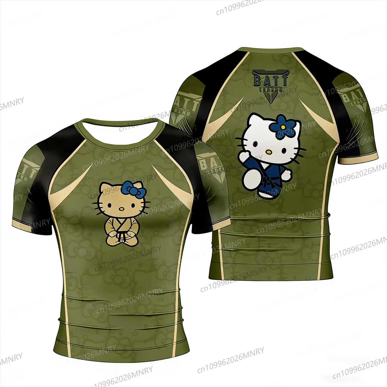T-shirt imprimé Hello Kitty pour hommes et femmes, maillot de football, de jujitsu, de gymnastique,