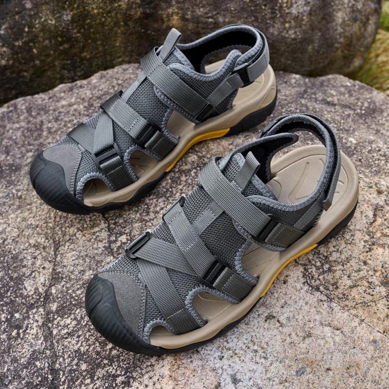 Sandales en maille respirante pour hommes, chaussures de plage et de marche en plein air, légères, c
