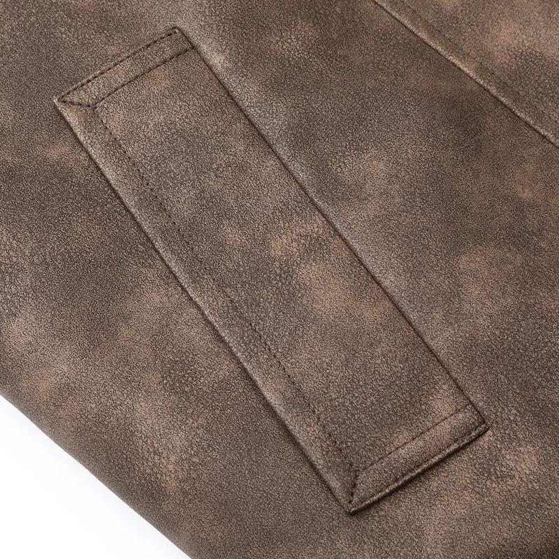 Veste en cuir pour hommes, grande taille, confortable, manteau de moto léger américain, revers class