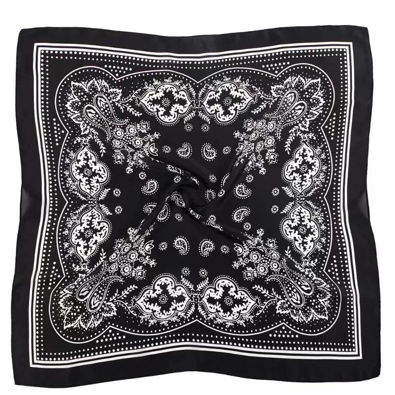 Femmes écharpe 70 cm noir Hip Hop Bandana foulard Paisley imprimé Hijab chapeaux poignet bandeau car