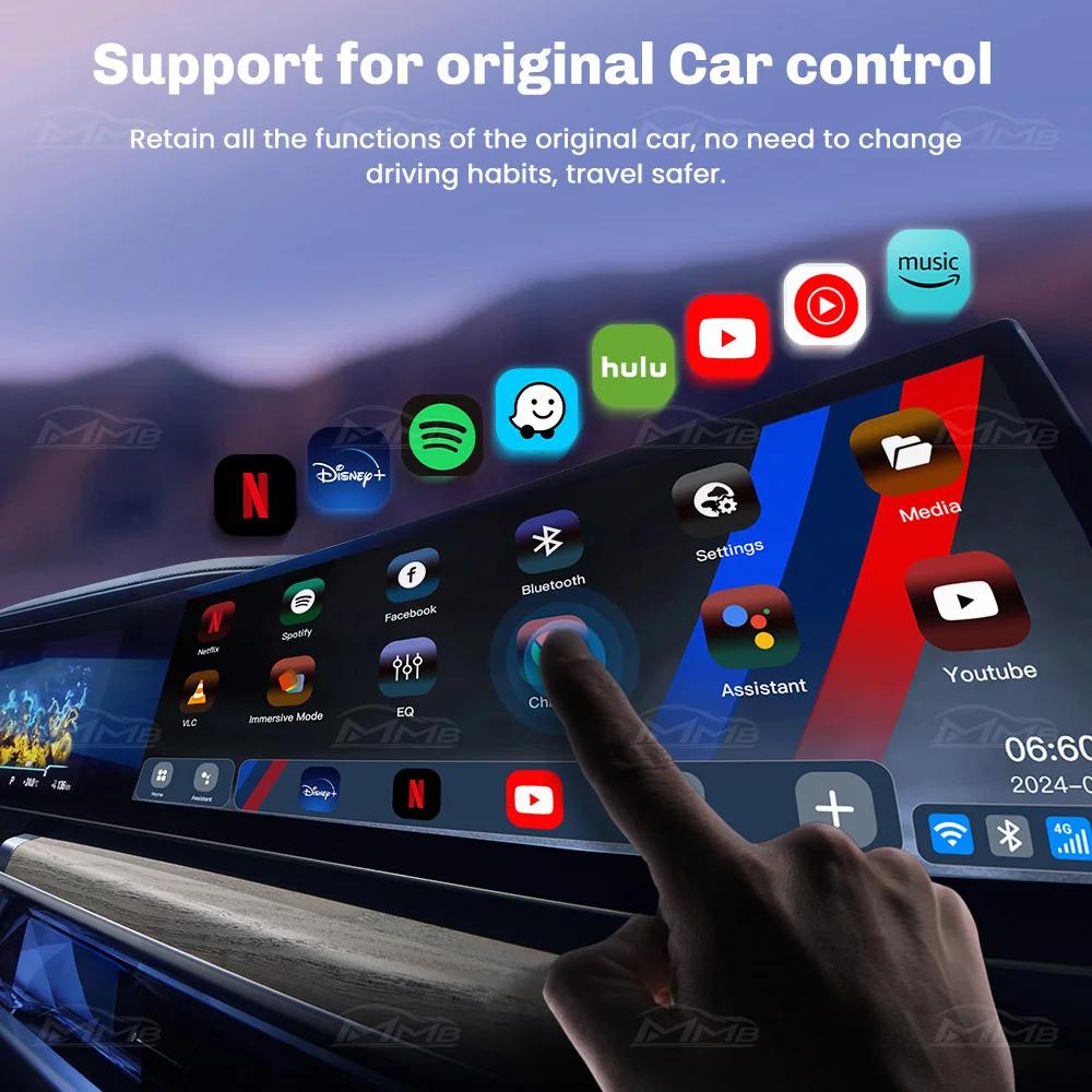 MMB MAX Android 13 CarPlay Ai Box 8 + 128G QCM6125 8 cœurs Netflix et Youtube GPS 4G LTE pour BMW ID