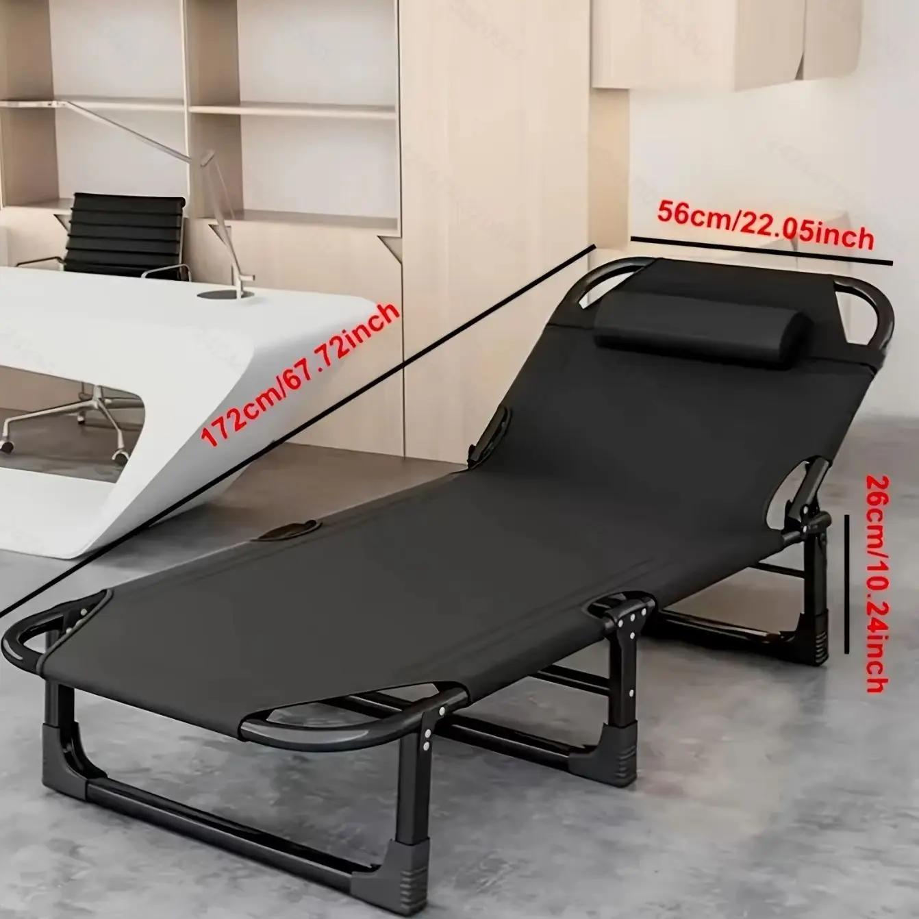 Lit pliant portable d'extérieur et chaise longue avec appui-tête, mobilier de camping, léger et sans