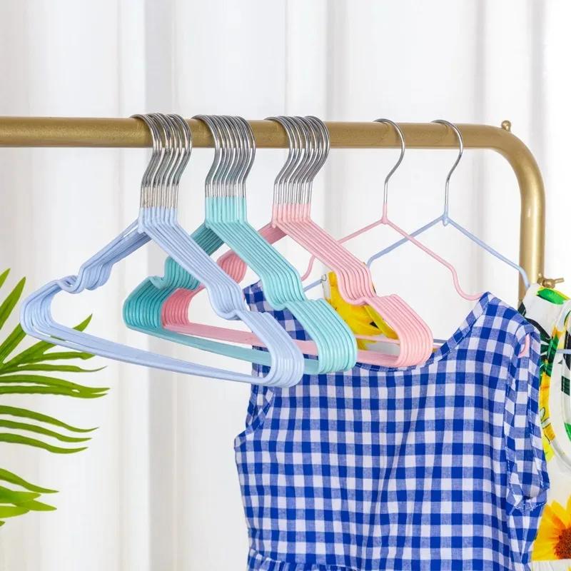 Cintres en métal avec revêtement en caoutchouc non ald pour bébé, vêtements pour enfants, organisati