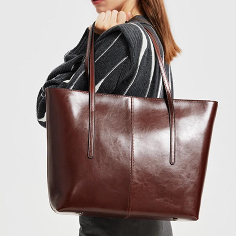 BURMINSA – sacs fourre-tout Vintage en cuir véritable pour femmes, sacs à main de luxe élégants pour