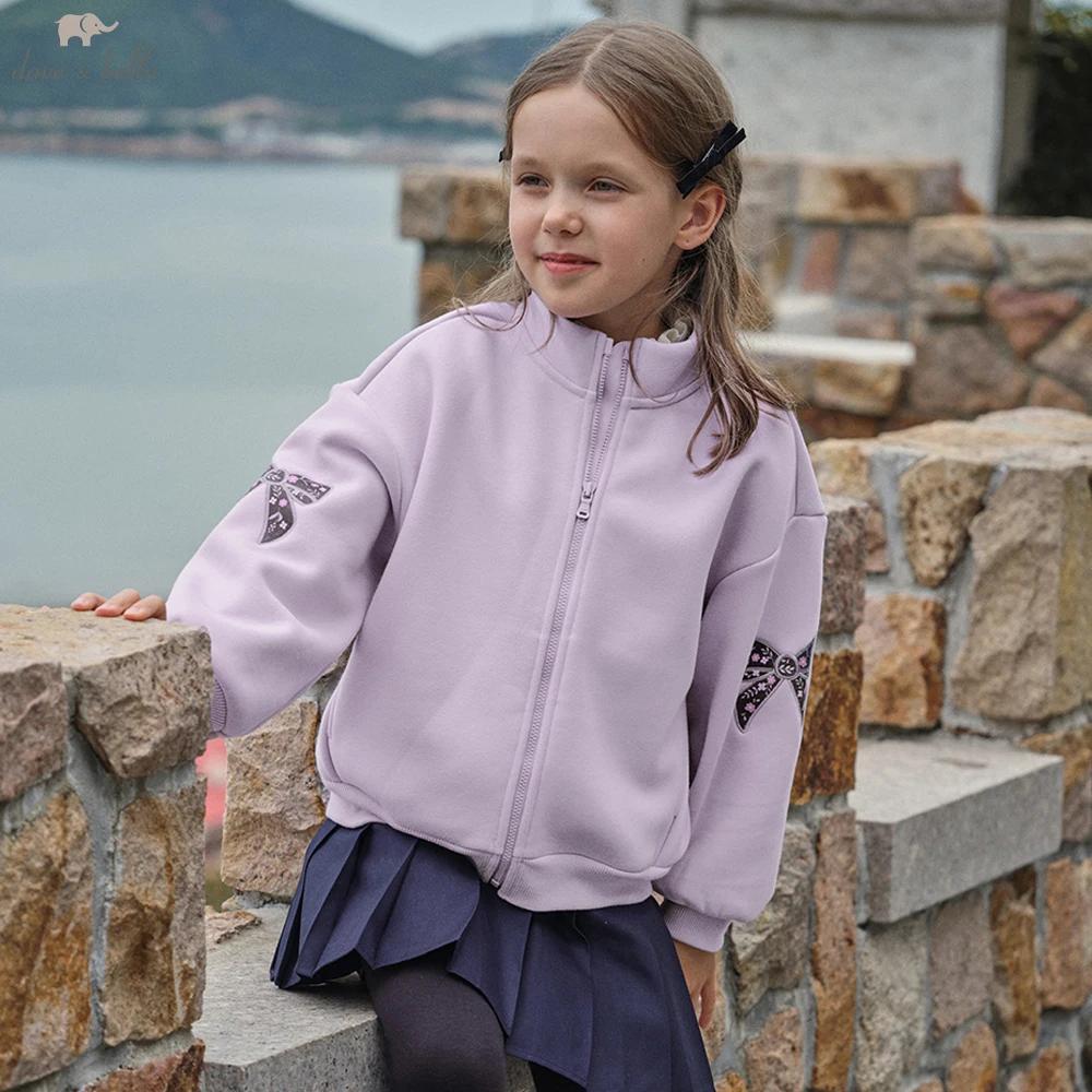 Dave Bella filles hiver automne tricoté velours épaissir veste manteau pour enfants décontracté vête