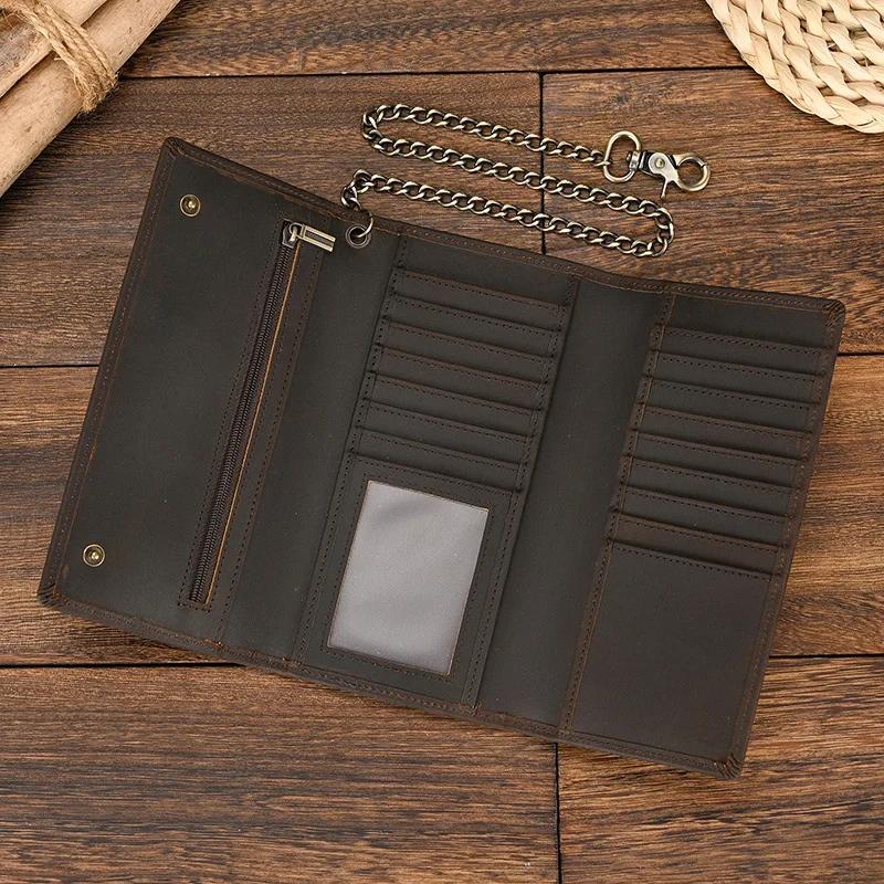 Porte-monnaie à pince en cuir véritable pour homme, portefeuille multi-cartes avec fer JOWrist, port