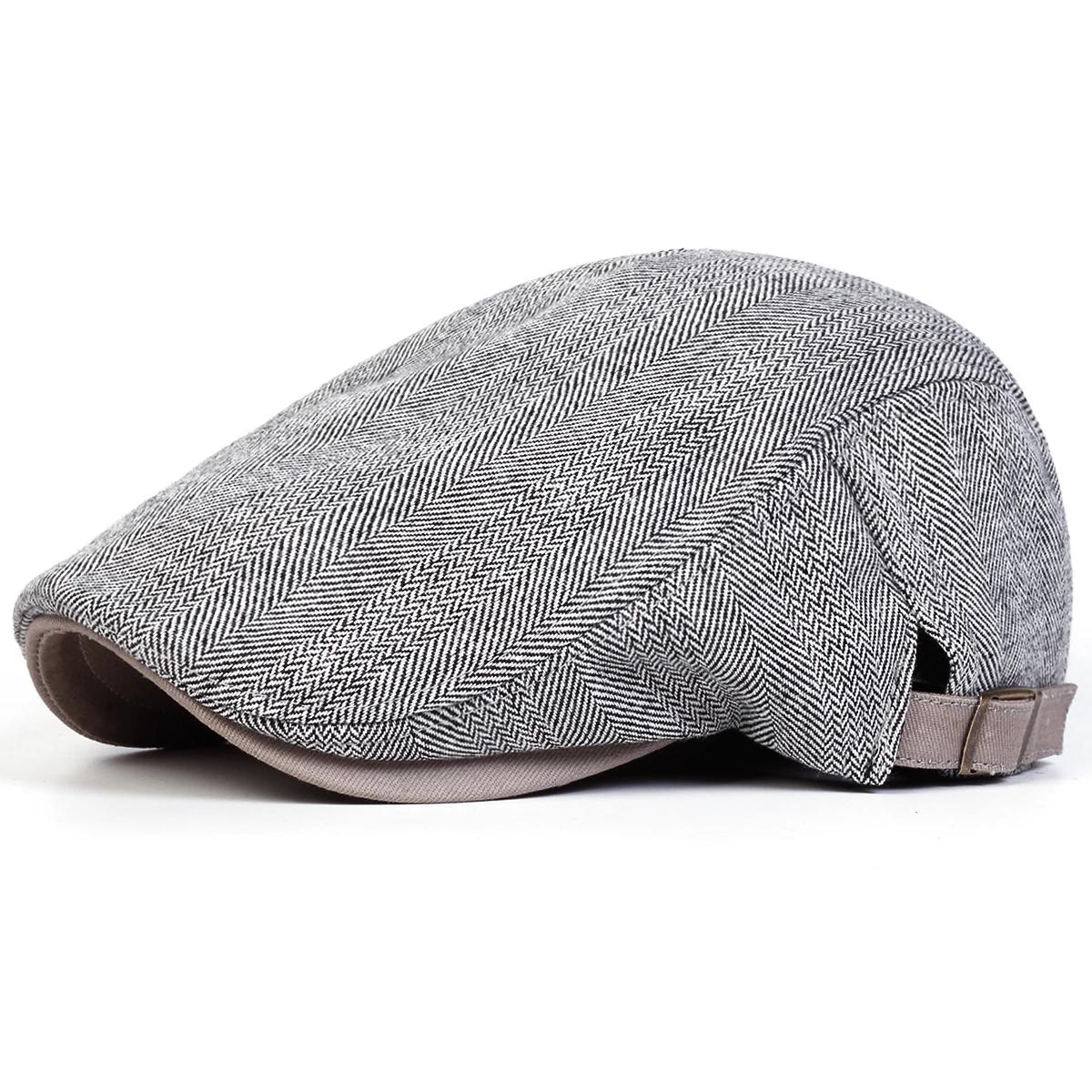 Casquettes de journal rétro à grille à chevrons pour hommes, chapeaux de peintre britannique, casque