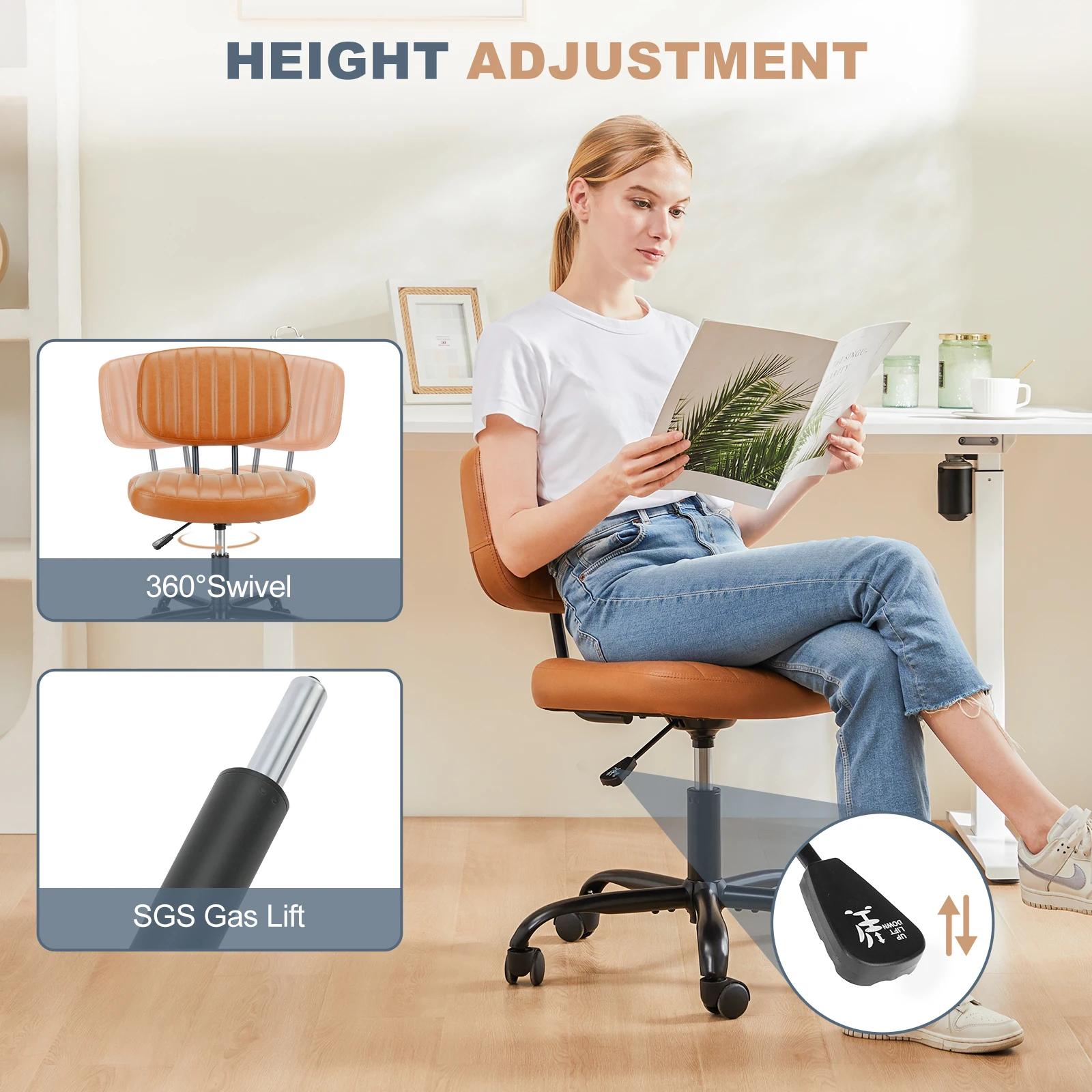 JHK – chaise de bureau sans accoudoirs, Support lombaire arrière, hauteur réglable, chaise d'ordinat