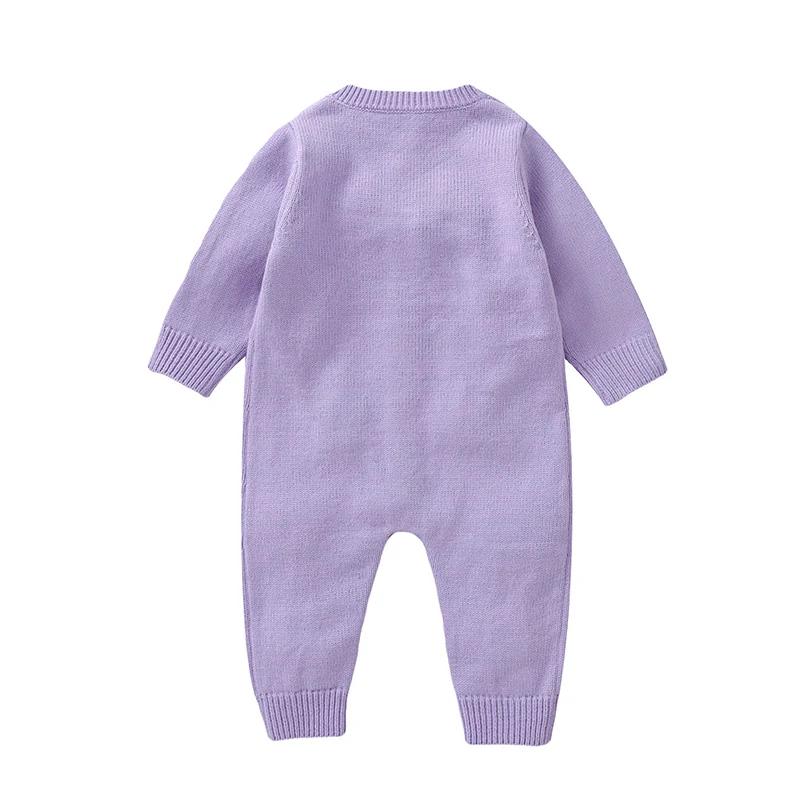 Barboteuse manches longues bébés filles imprimé floral doux combinaison acrylique body nouveau-né