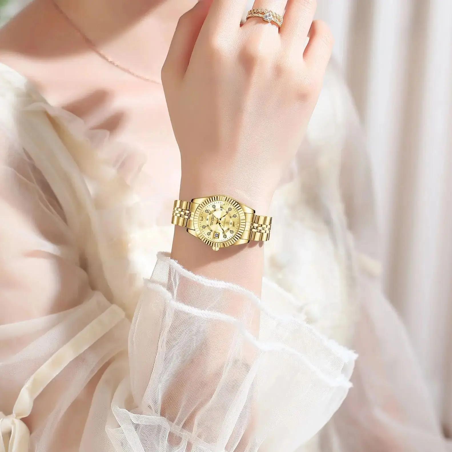 POEDAGAR mode montre pour femme étanche lumineux Date élégante dames montres en acier inoxydable mon