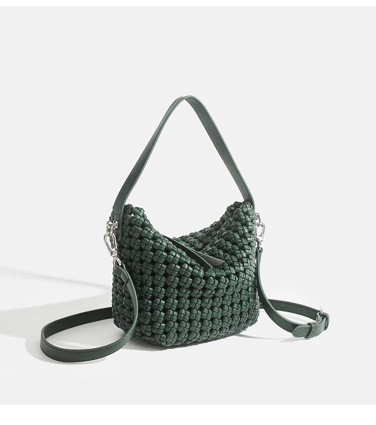 Kazrvna-Sacs fourre-tout tissés en PU pour femmes, sacs hobo de taille moyenne, pochette bon marché,