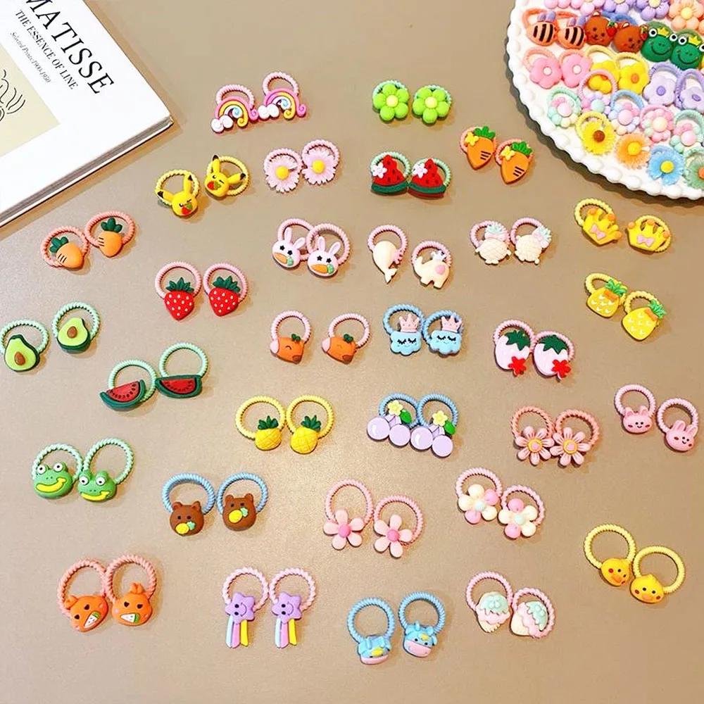 Attaches pour cheveux mignonnes pour filles, haute élasticité, animaux de dessin animé, fleurs et fr
