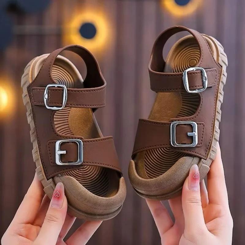 Sandales d'été pour enfants, sandales décontractées à semelle souple antidérapante pour garçons et f