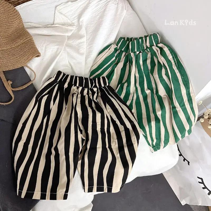 Short doux et respirant pour bébés garçons et filles, pantalon rayé décontracté pour enfants, longue