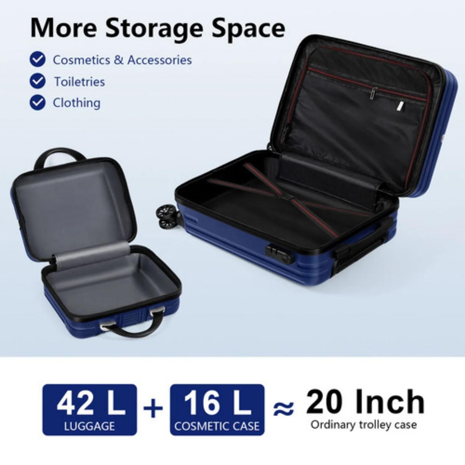 Ensemble de bagages rigides 2 pièces (20"+14") - Spinner gigogne avec 360 °   Roues et serrure TSA, 