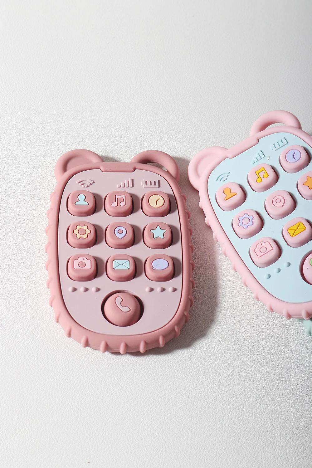 Anneau de dentition en Silicone en forme de téléphone portable pour bébé, jouet éducatif sensoriel p
