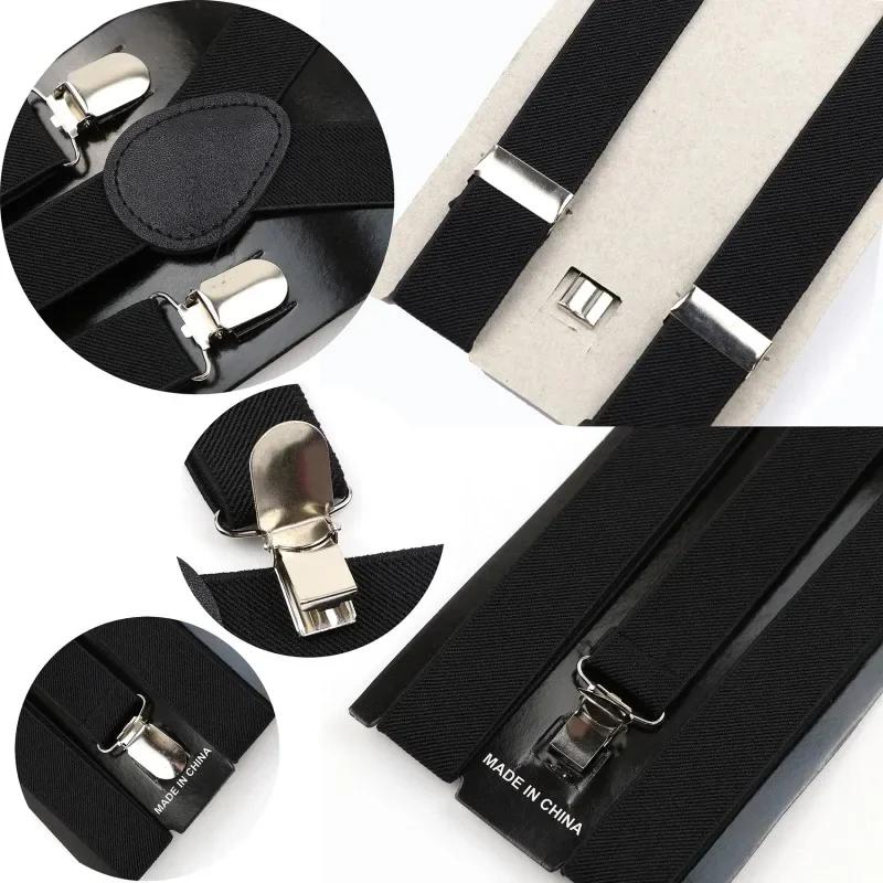 Nouveaux hommes bretelles haute élastique réglable 3 Clips solides bretelles robuste W pantalon bret
