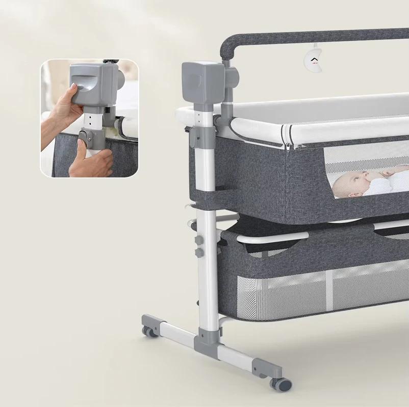Berceau électrique 3 en 1 pour bébé, chaise haute et bascule avec Bluetooth, télécommande, panier de